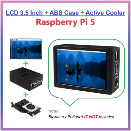 Raspberry Pi 5 LCD 3.5 Inch Touch Display with ABS Case  Active Cooler Kit